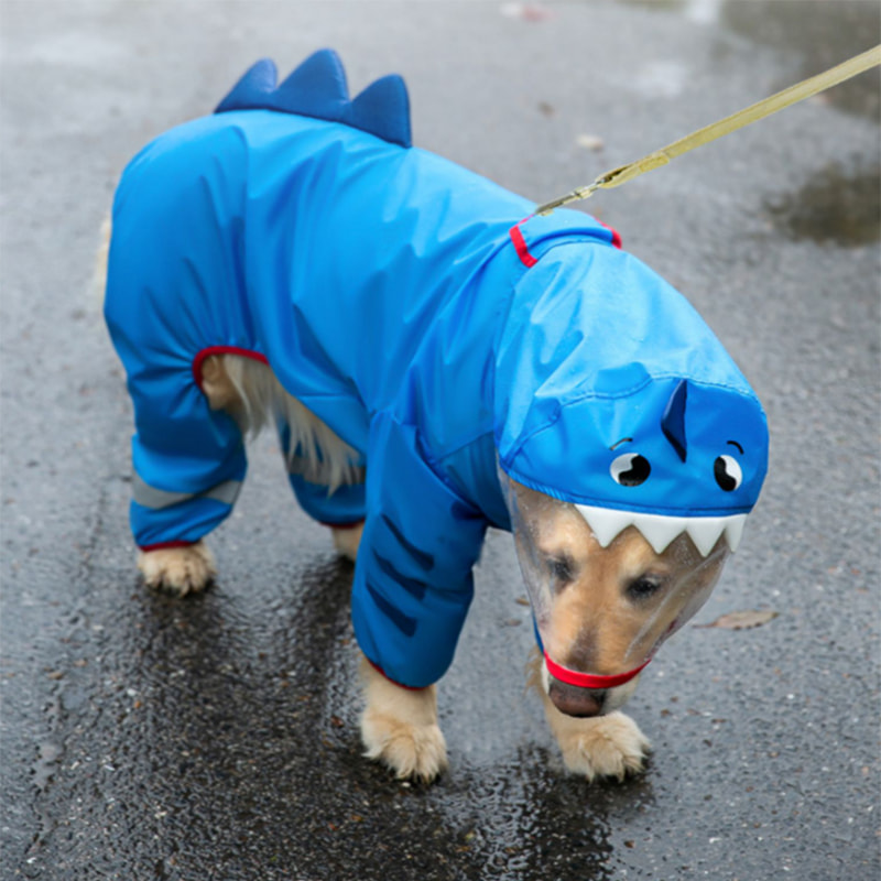 Impermeable para mascotas de dibujos animados repelente al agua de hoja de loto