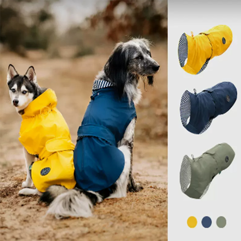 Impermeable para mascotas de dibujos animados repelente al agua de hoja de loto